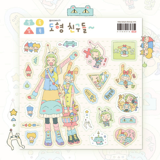 [Zzpencil] Shape Friends Sticker Sheet