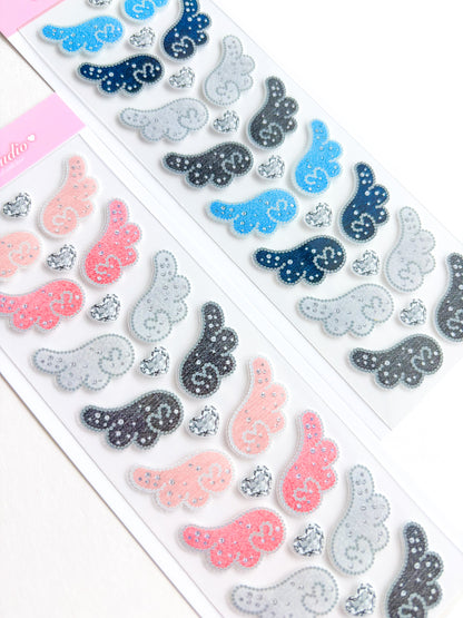 [Borah Studio] Denim Angel Wings Deco Sticker Sheet (2 Options)