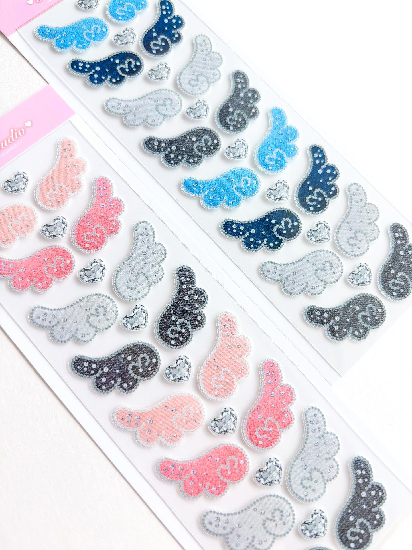 [Borah Studio] Denim Angel Wings Deco Sticker Sheet (2 Options)