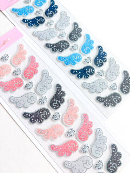 [Borah Studio] Denim Angel Wings Deco Sticker Sheet (2 Options)