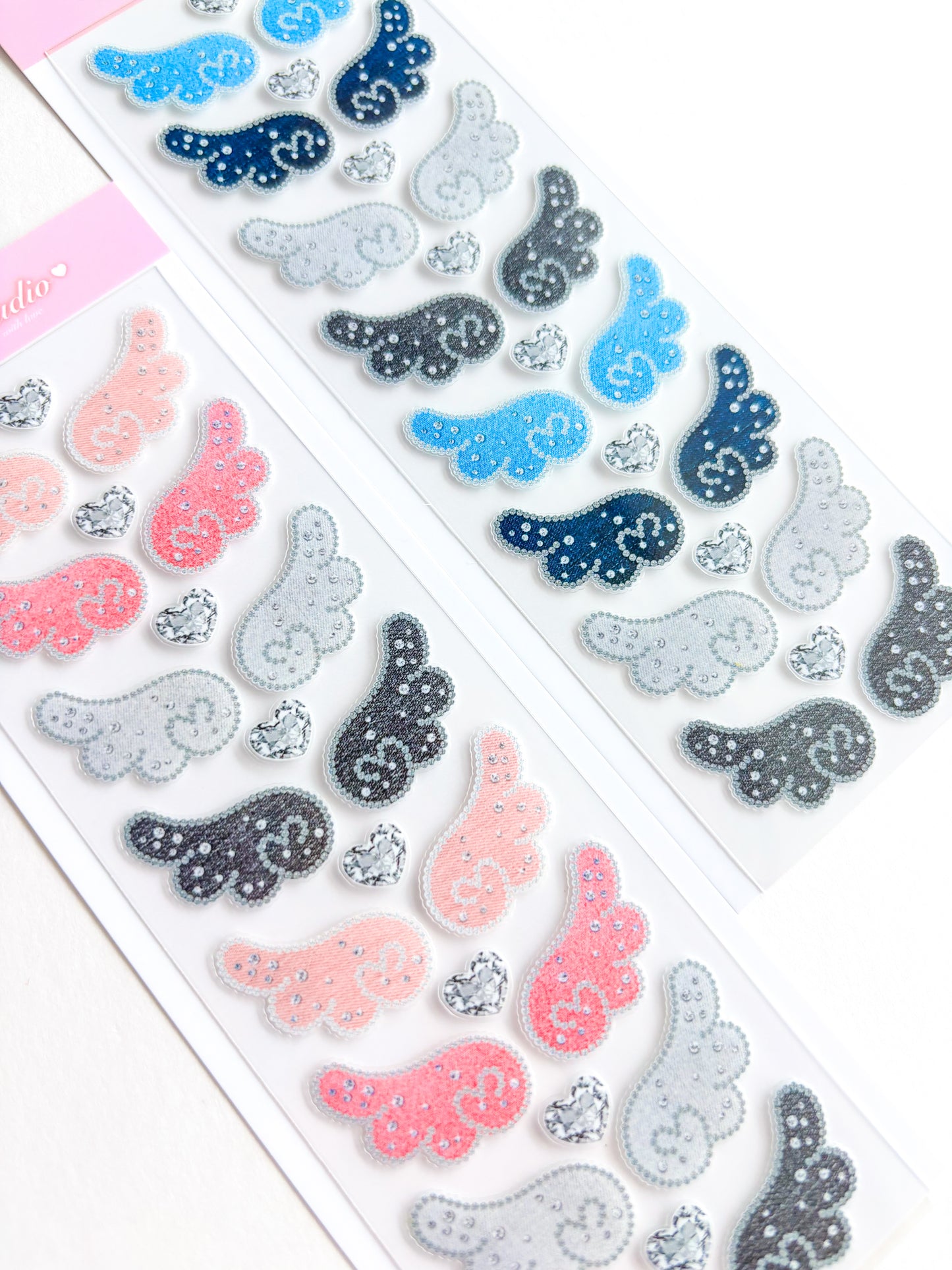 [Borah Studio] Denim Angel Wings Deco Sticker Sheet (2 Options)