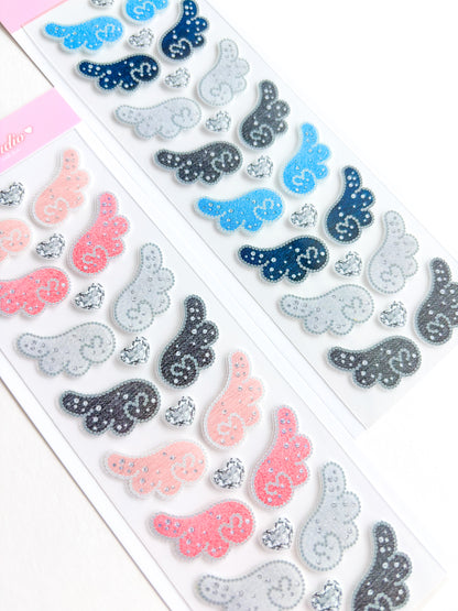 [Borah Studio] Denim Angel Wings Deco Sticker Sheet (2 Options)