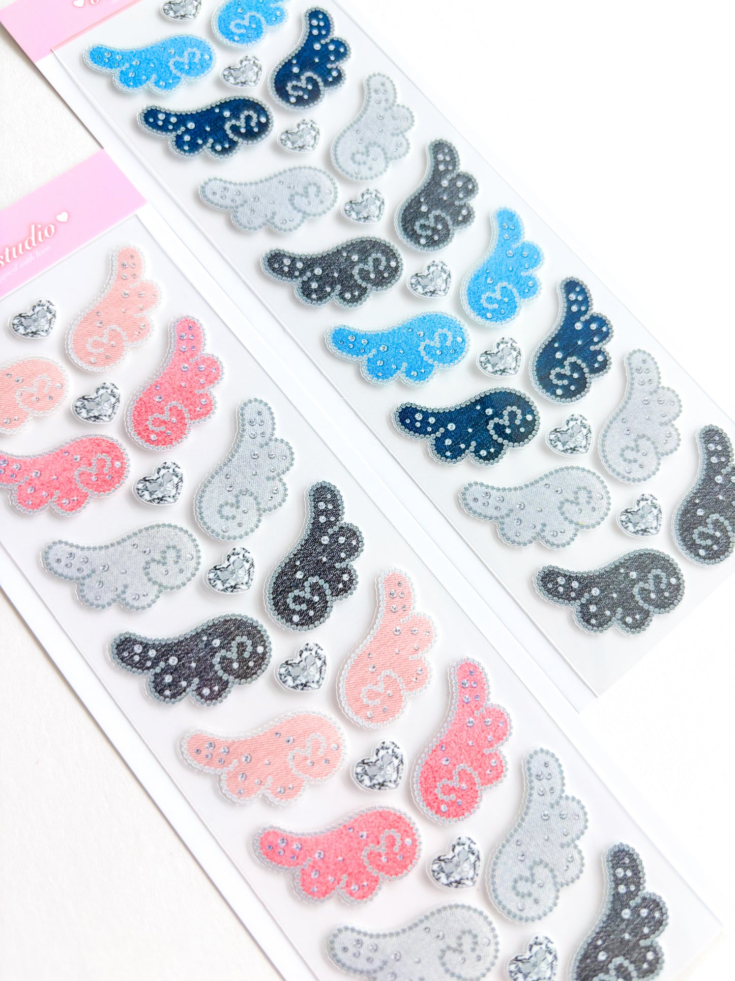 [Borah Studio] Denim Angel Wings Deco Sticker Sheet (2 Options)
