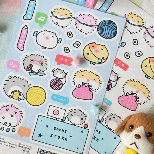 [Zkzk Studio] Mr. Hamster’s Sock Store Sticker Sheet