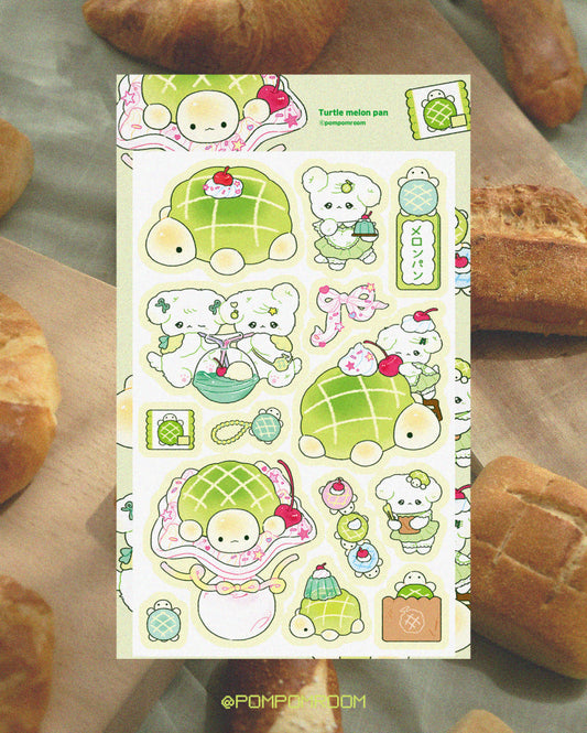 [Pompomroom] Turtle Melon Pan Sticker Sheet