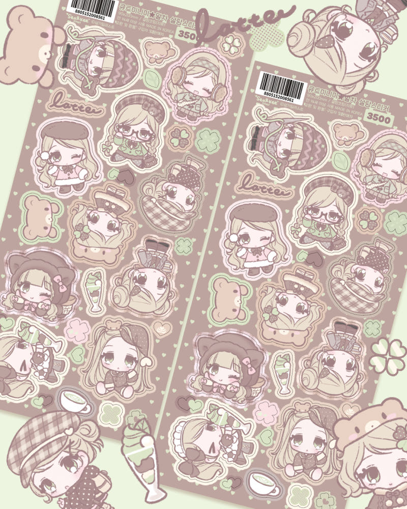 [Seolkee] Cute Mini Me Matcha Sticker Sheet