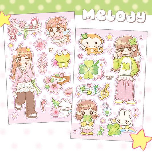 [Pink Rue] Melody Sticker Sheet (2 Options)