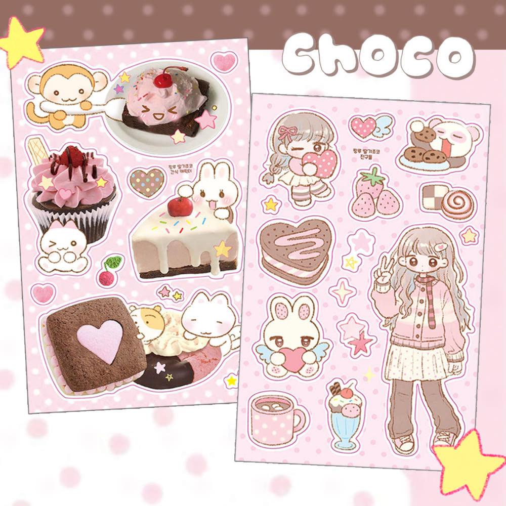 [Pink Rue] Choco Sticker Sheet (2 Options)