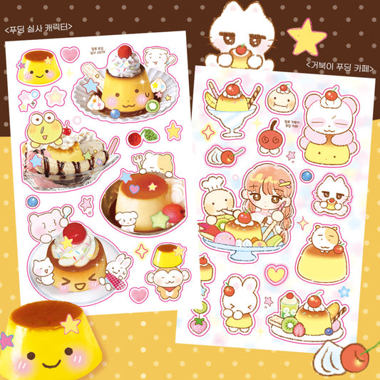[Pink Rue] Pudding Sticker Sheet (2 Options)