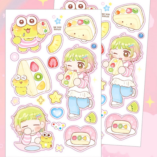 [Pink Rue] Pudding Sando Sticker Sheet