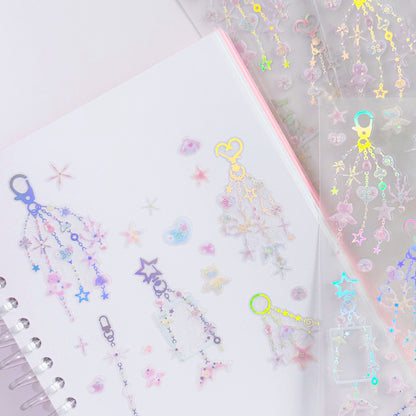 [Pearly Button] Pure Ocean Keyring Beads Deco Sticker Sheet