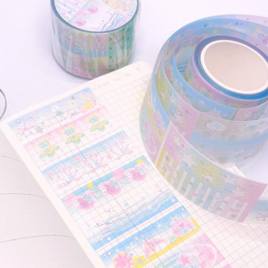 [Pearly Button] Ocean Pop Square Kiss Cut Masking Tape