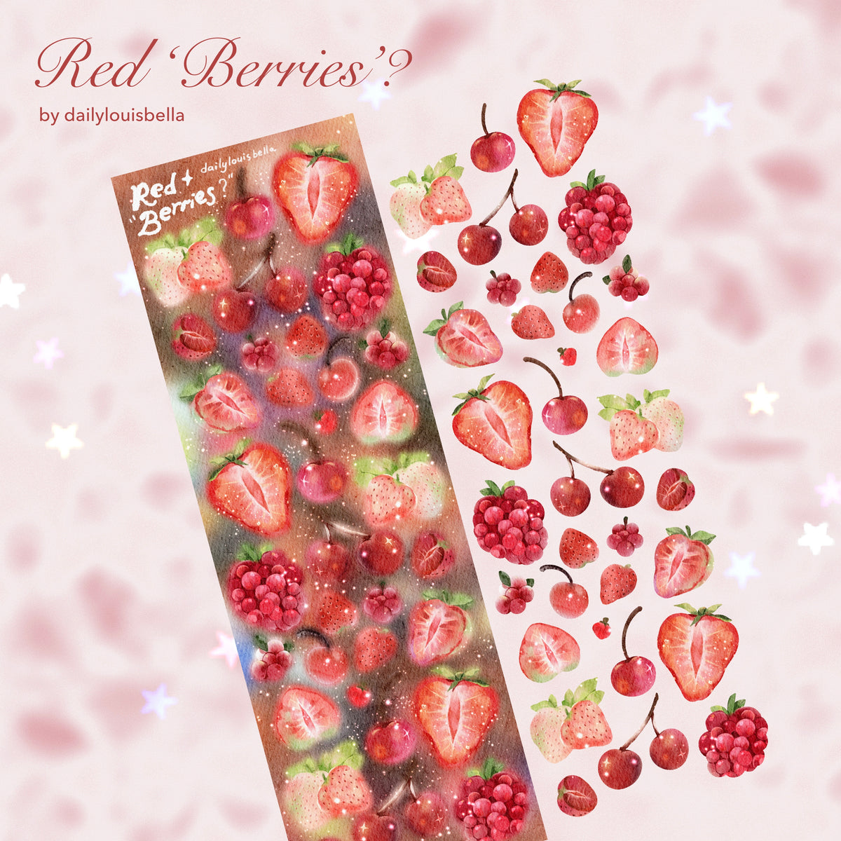 [Dailylouisbella] Red Berries Deco Sticker (Velvet Matte)