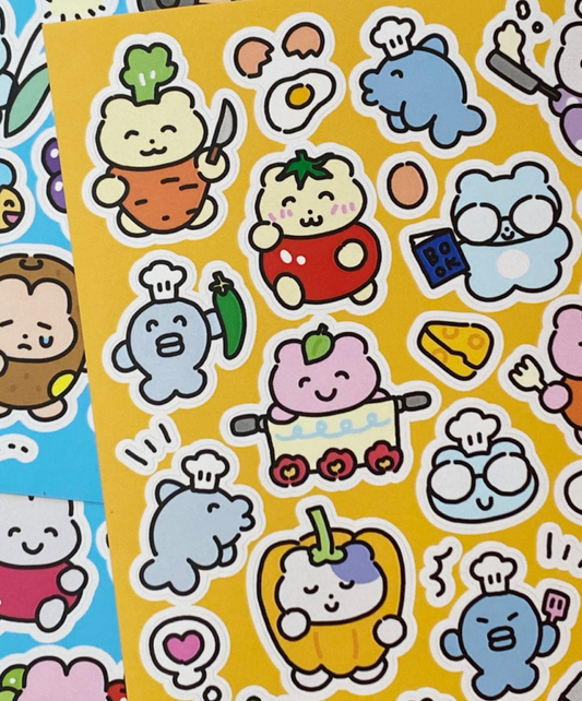 [Heeheeclub] Teddy Bear with Vegetables Sticker Sheet