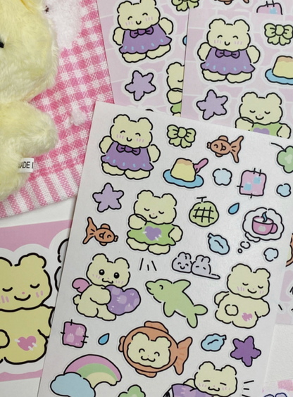 [Heeheeclub] Fluffy Yellow Bear Sticker Sheet