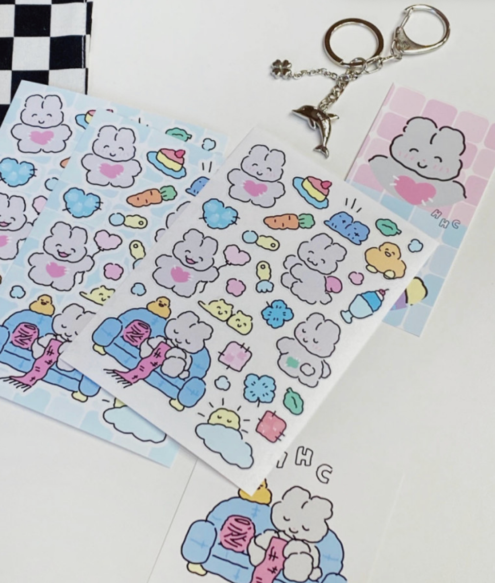 [Heeheeclub] Fluffy Little Bunny Sticker Sheet