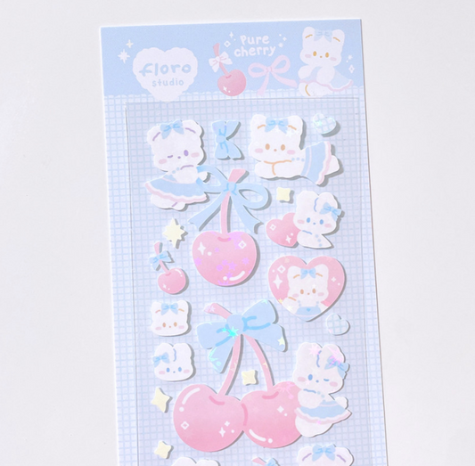 deco sticker sheet, floro studio, cherry themed stationery, korean stickers, itsdecoday