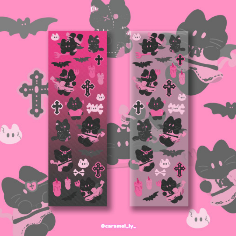 [Caramelly] Goth Black Cat Deco Sticker Sheet