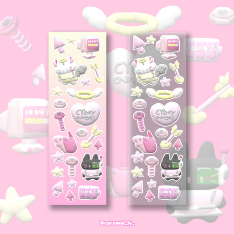 [Caramelly] 3D Cyber Angel Nyang Deco Sticker Sheet