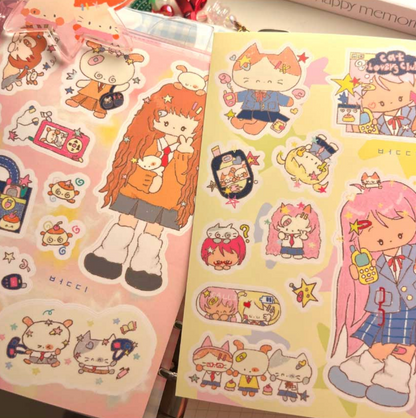 [Berddi] School Girls Sticker Sheet (2 Options)