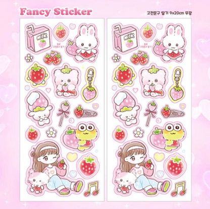[Pink Rue] Strawberry Sticker Sheet
