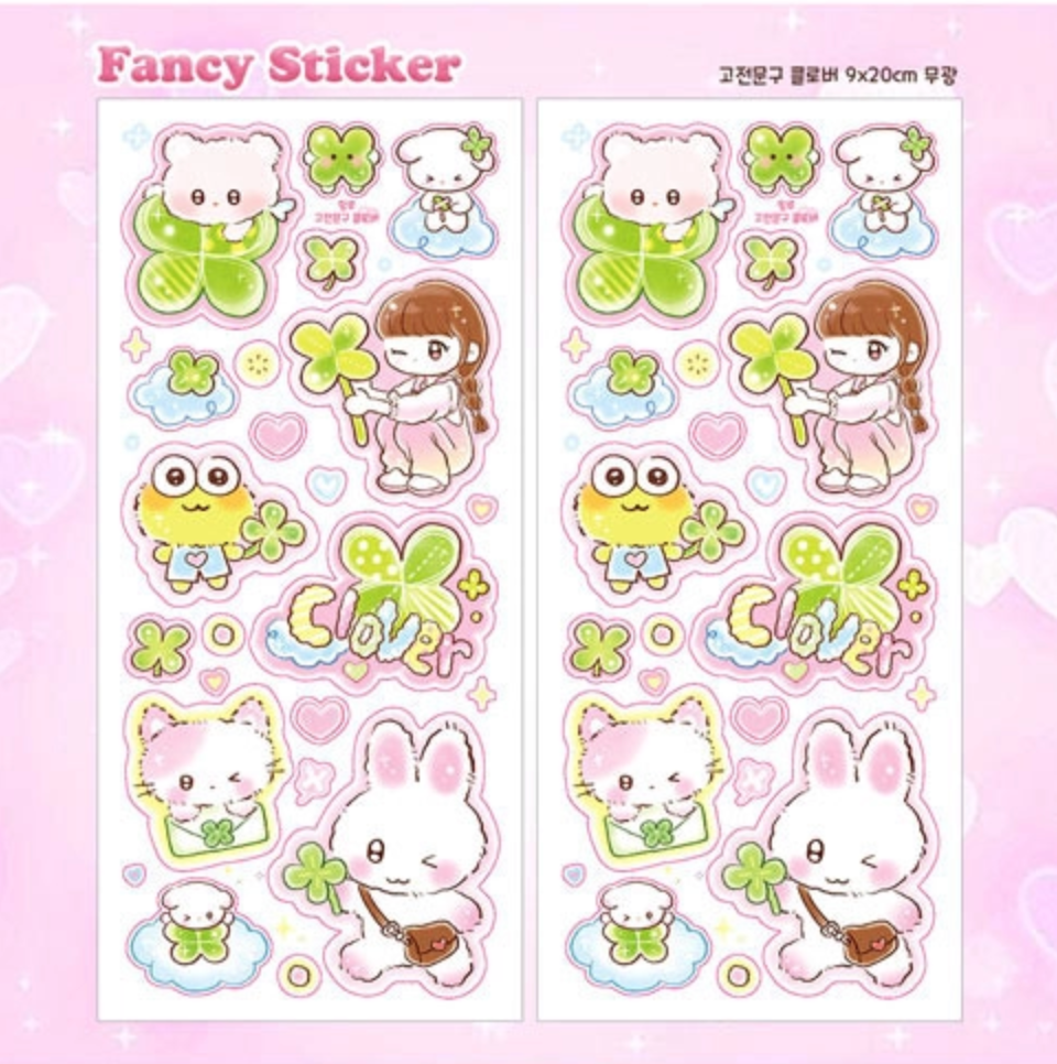 [Pink Rue] Clover Sticker Sheet – It's Deco Day