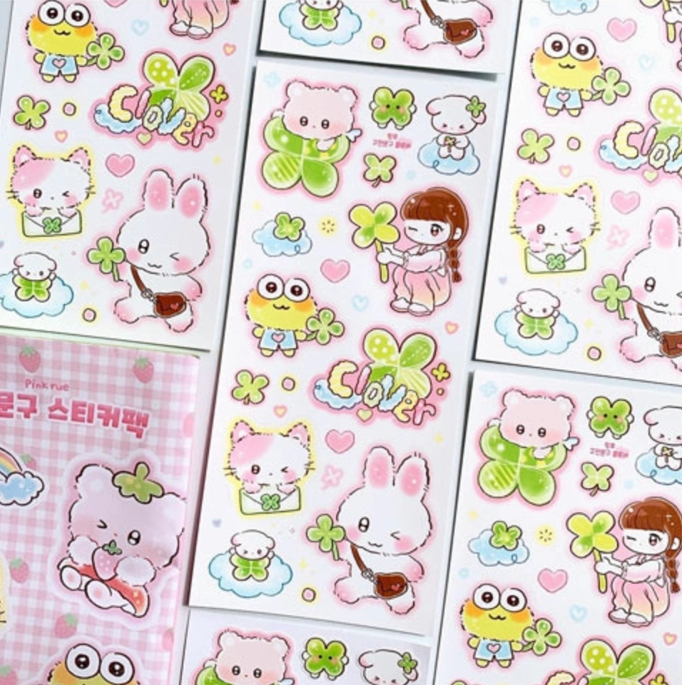 [Pink Rue] Clover Sticker Sheet