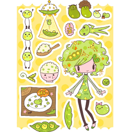 [Jal Ja] Don't Eat Peas off the Floor Sticker Sheet