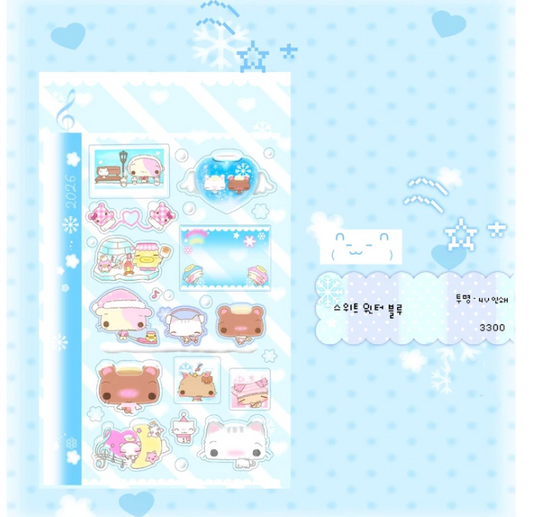 [Happy Nyang Day] Sweet Winter Blue Sticker Sheet