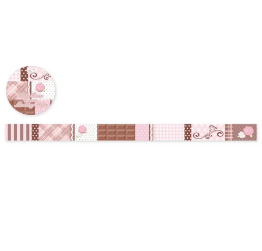 [Pearly Button] Pink Rose Cocoa Washi Tape