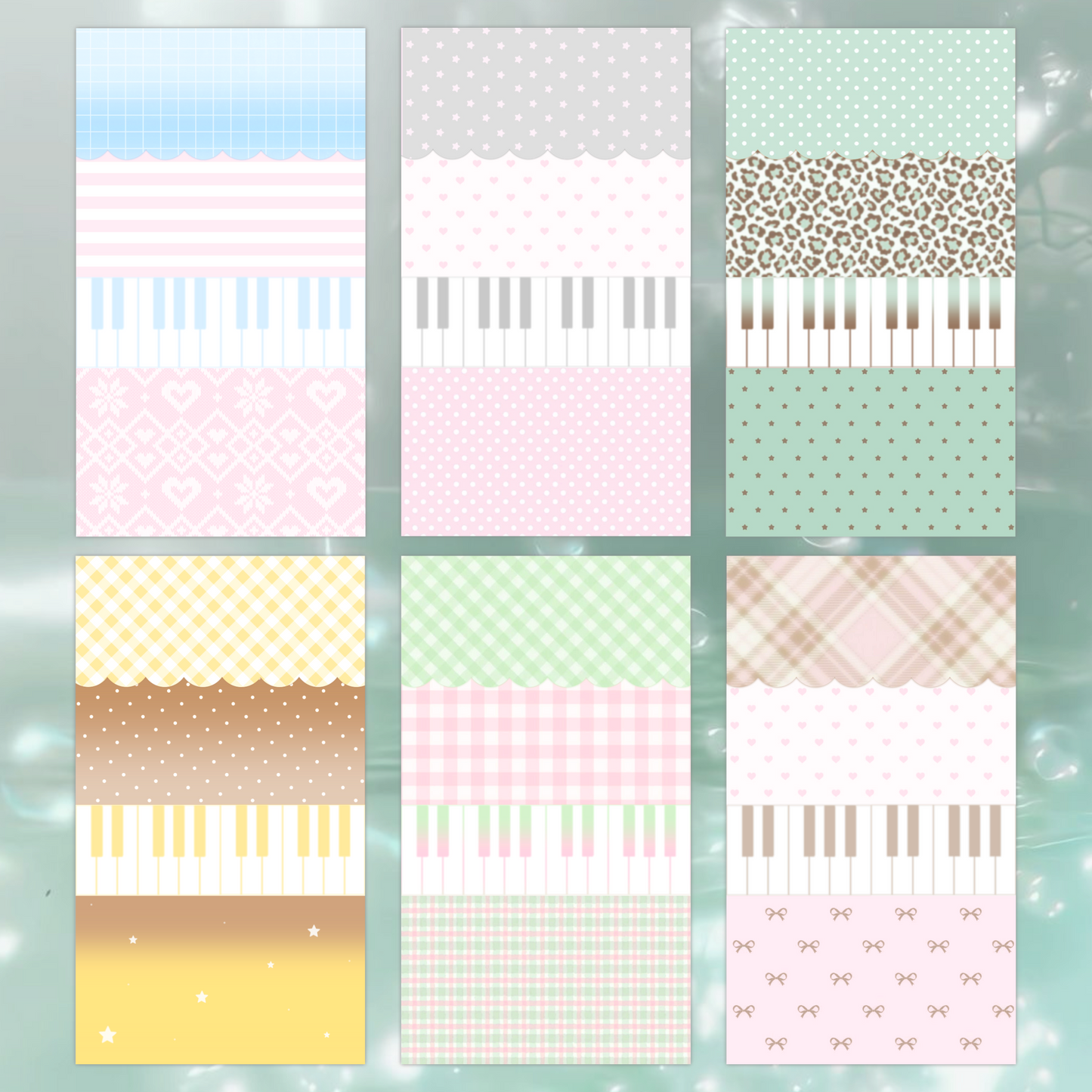 [Borah Studio] Piano Keys Memo Sticker Pack (12 Sheets)