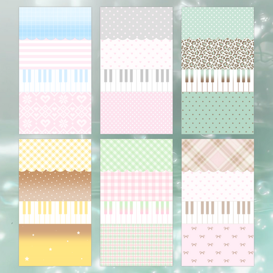 [Borah Studio] Piano Keys Memo Sticker Pack (12 Sheets)
