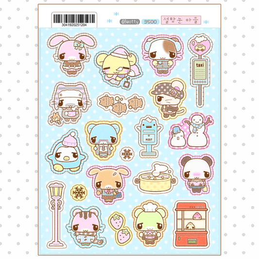 [3eotty] Sugar Snow Village Deco Sticker Sheet