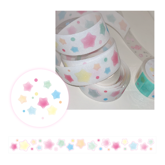 [Coral Tree] Rainbow Star Kiss Cut Masking Tape