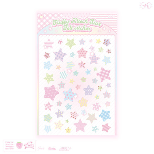 [Pearly Button] Fluffy Kitsch Star Felt Deco Sticker Sheet