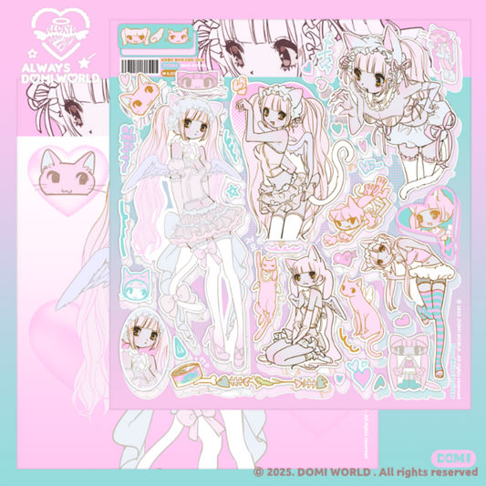 [Domi World] White Cat Sticker Sheet