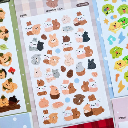 [My Mousse] Beige Rabbit Deco Sticker Sheet