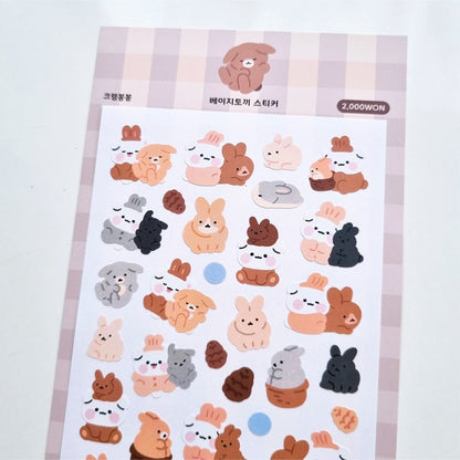 [My Mousse] Beige Rabbit Deco Sticker Sheet