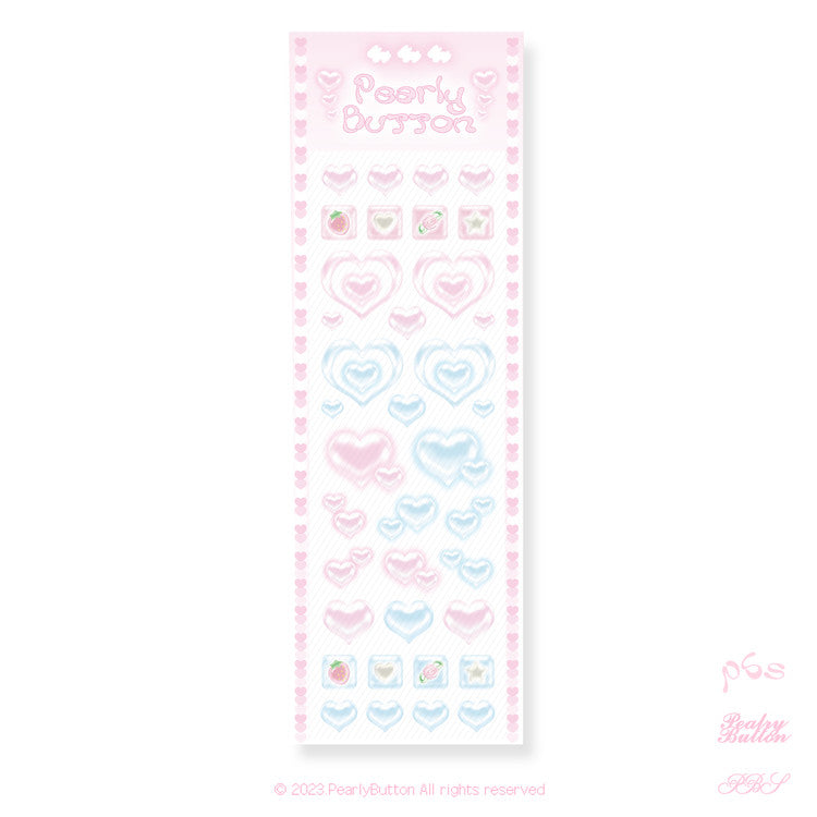 [Pearly Button] Cyber Heart Deco Sticker Sheet