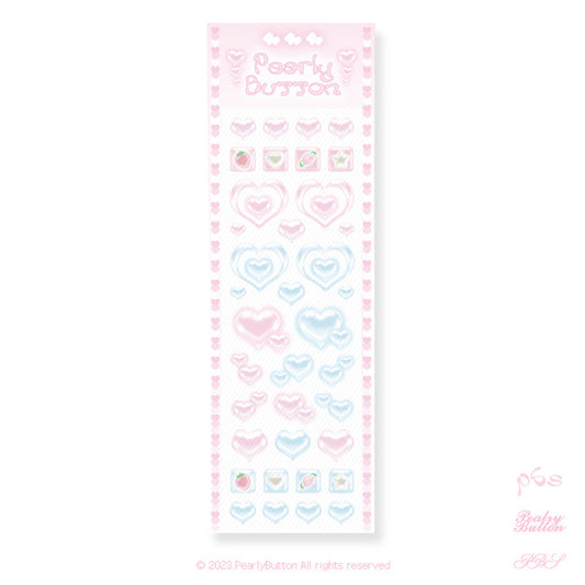 [Pearly Button] Cyber Heart Deco Sticker Sheet