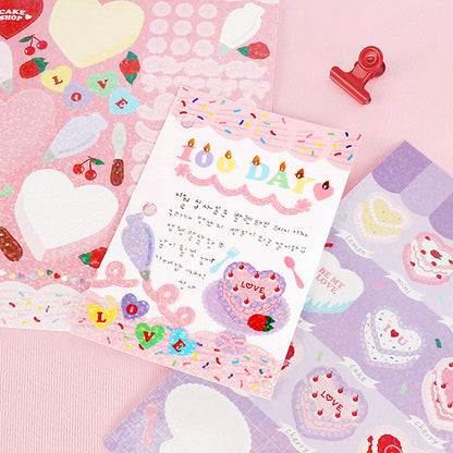 [Stationery Korea] Deco Stickers – Cake Hologram Stickers (4 sheets)