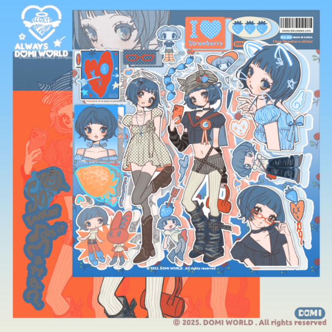 [Domi World] I Love Blue Strawberry Sticker Sheet