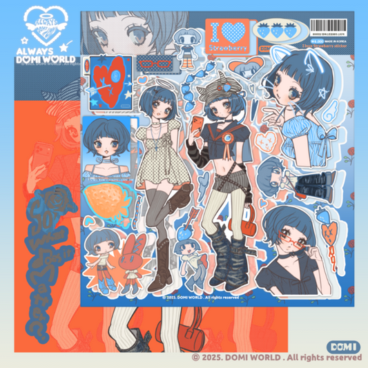 [Domi World] I Love Blue Strawberry Sticker Sheet