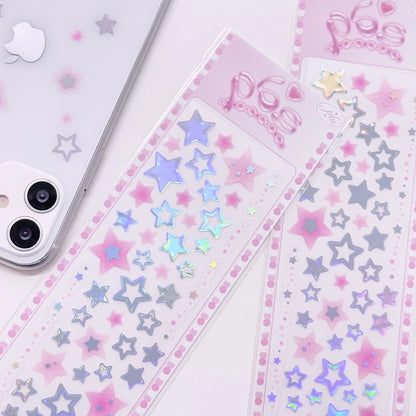 [Pearly Button] Aurora Pink Star Deco Sticker Sheet