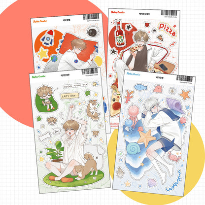 [Rotten Candle] Lazy Friends Sticker Sheet (4 types)