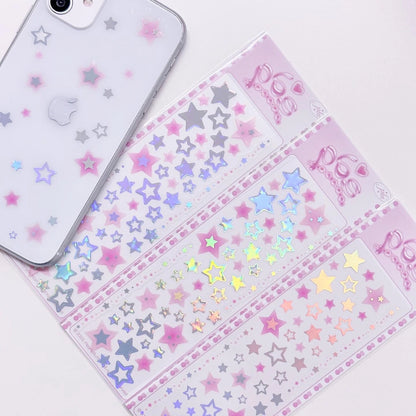 [Pearly Button] Aurora Pink Star Deco Sticker Sheet