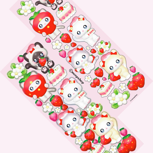 [Eunpshop] Strawberry Cat Deco Sticker Sheet