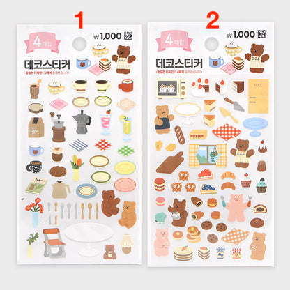 [Stationery Korea] Deco Sticker – 4 sheets (Home Cafe)