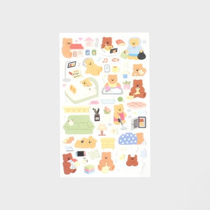 [Stationery Korea] Deco Sticker – 4 sheets (House bear, Outside bear)