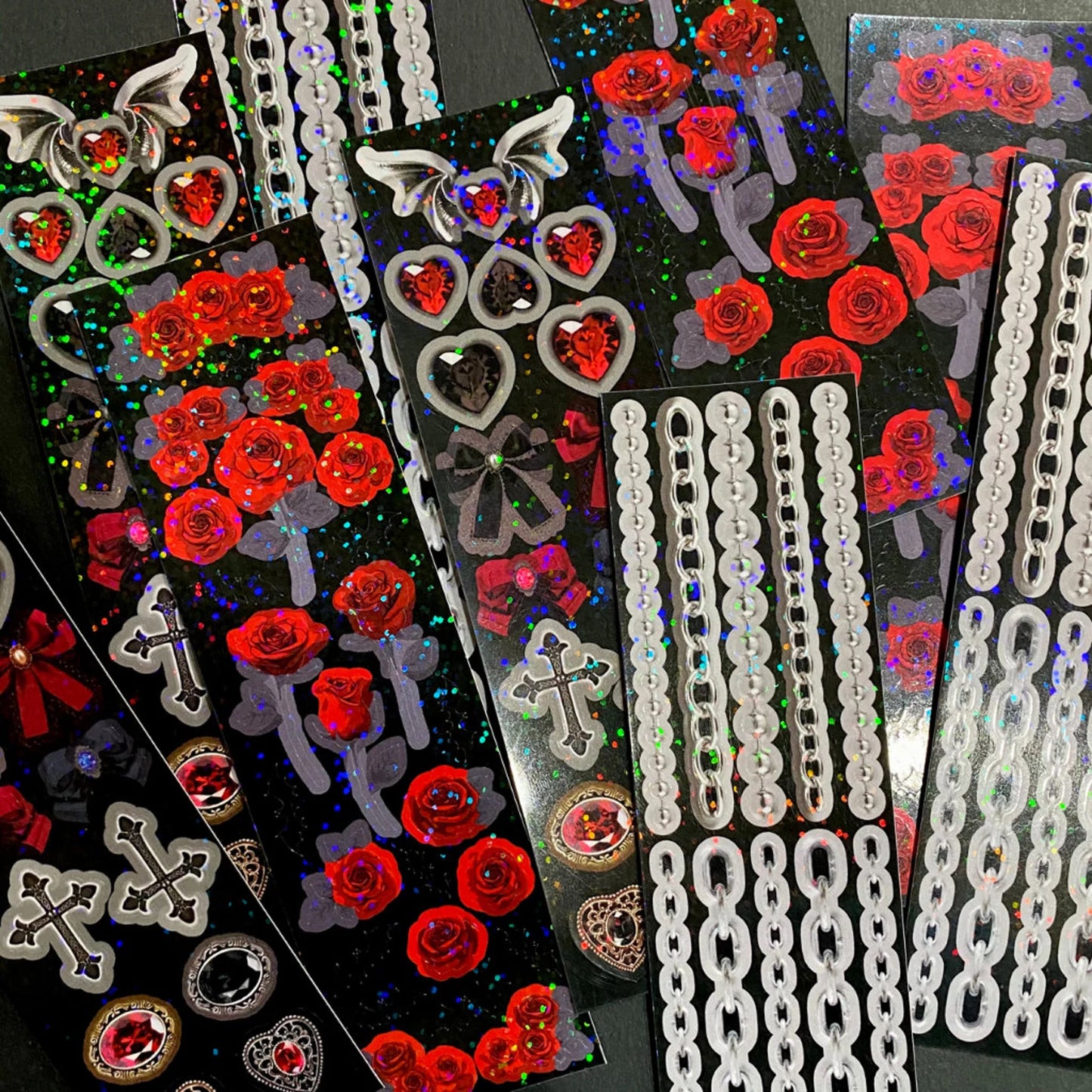 [Shocking Pink Rose] Goth Rose Ornament Deco Sticker